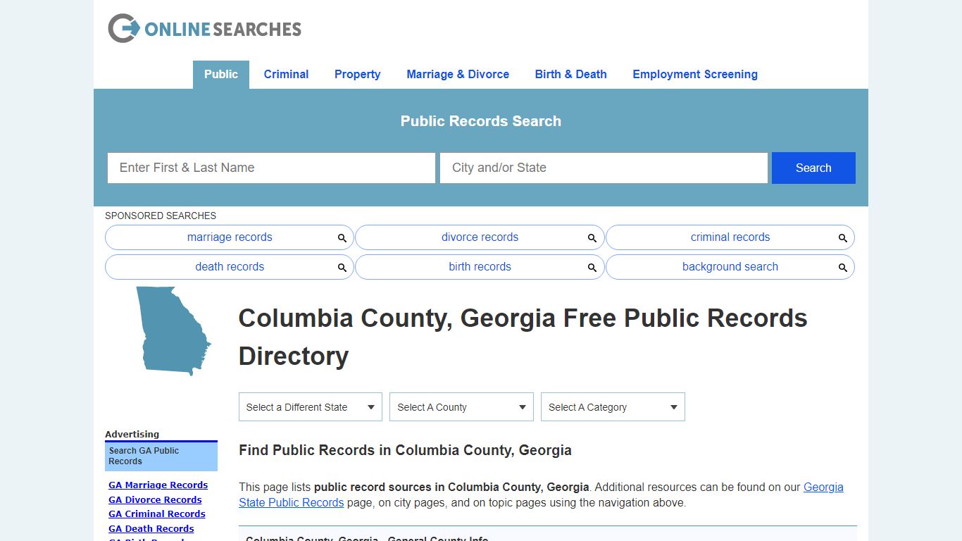 Columbia County, Georgia Public Records Directory
