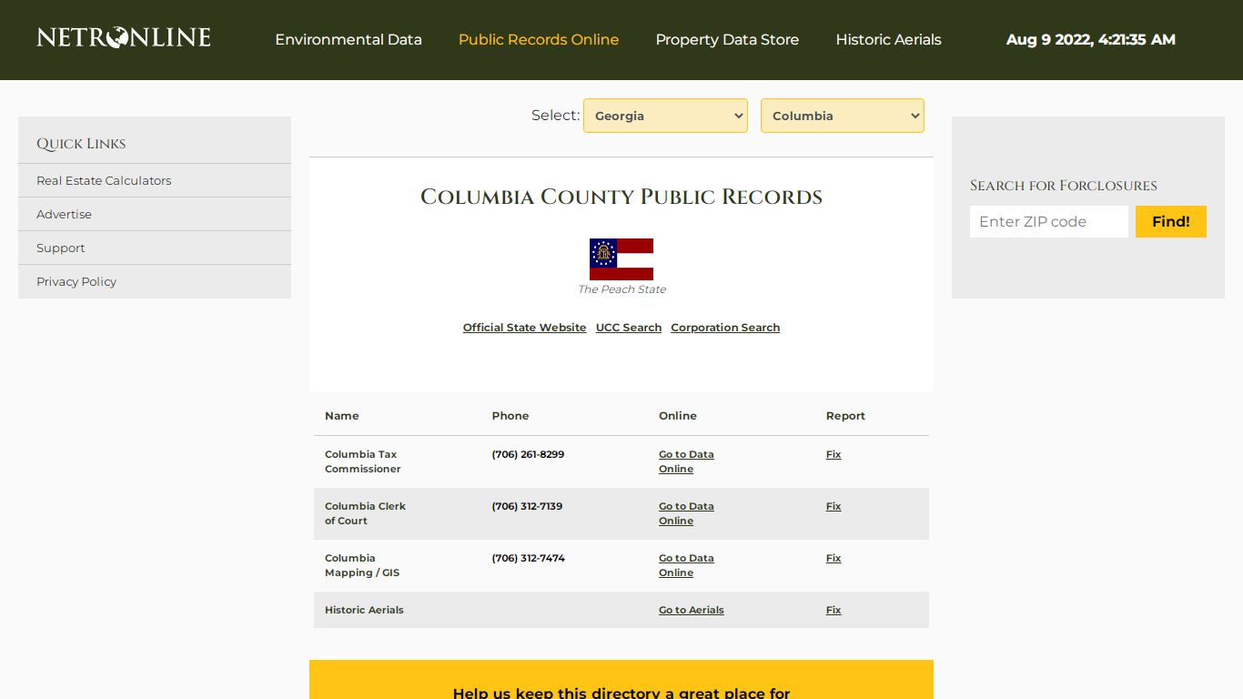 Columbia County Public Records - NETR Online • Columbia