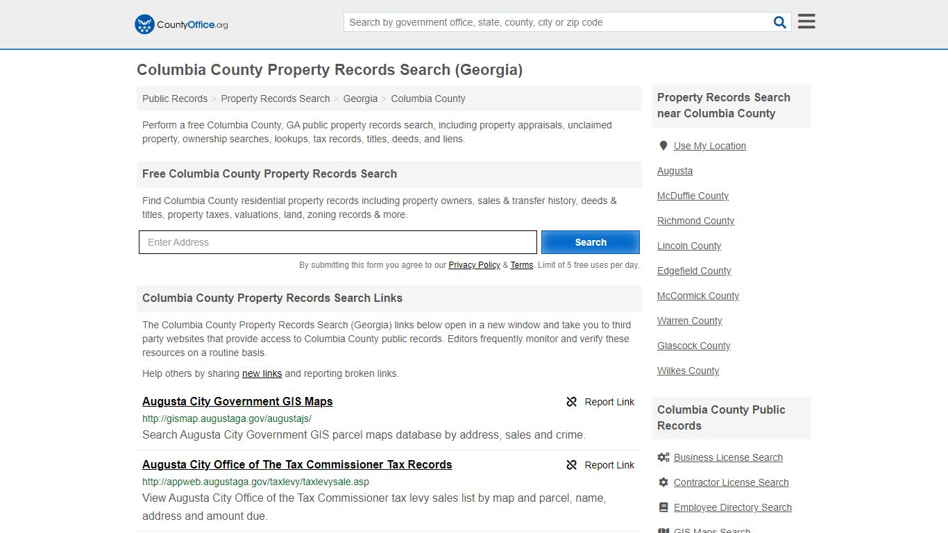 Property Records Search - Columbia County, GA (Assessments ...